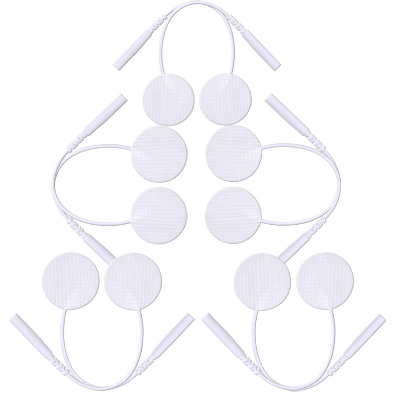 Redondo de 25mm tipo aguja pequeña hoja de electrodo de tela no tejida pie de electrodo autoadhesivo tipo de parche de masaje tipo cable