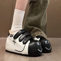 2025新款厚底小个子增高面包鞋女秋季校园百搭魔术贴休闲运动鞋子