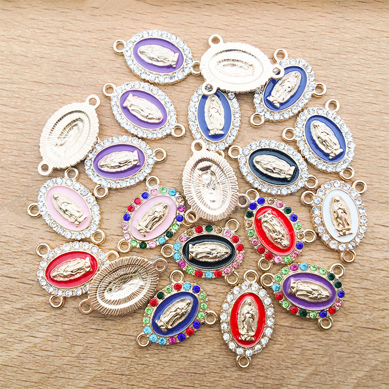 1 Piece Simple Style Human Oval Alloy Enamel Plating Inlay Connector Jewelry Accessories display picture 10