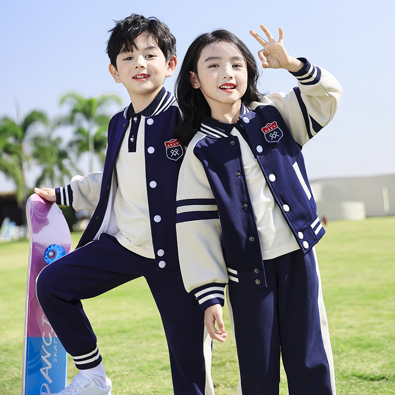 小學生校服套裝英倫風棒球服幼兒園園服春秋裝運動三件套兒童班服