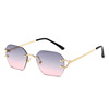 Square line metal sunglasses, European style, 2023