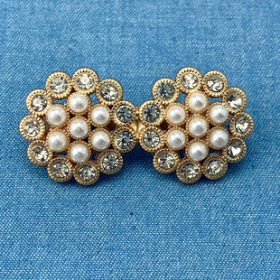 Fashion temperament silk towel buckle anti-light alloy high-grade Korean diamond pearl brooch rhinestone pin corsage wholesale