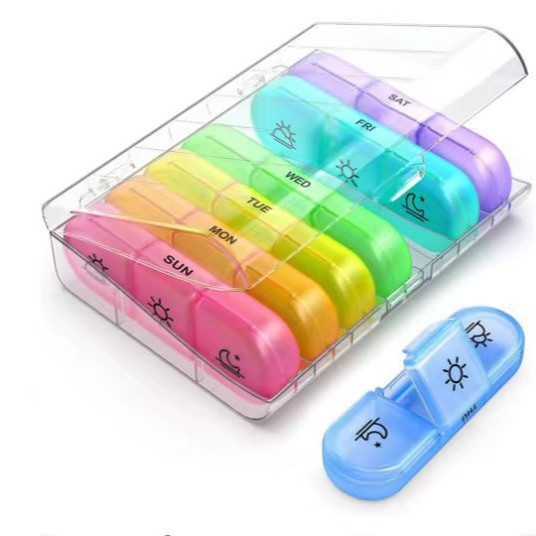 투명 쉘 + 다채로운 7칸 상자