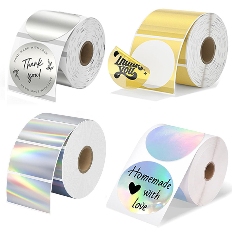 Suministro transfronterizo holográfico láser color pegatinas de etiquetas térmicas para papel de impresión adhesiva Phomemo
