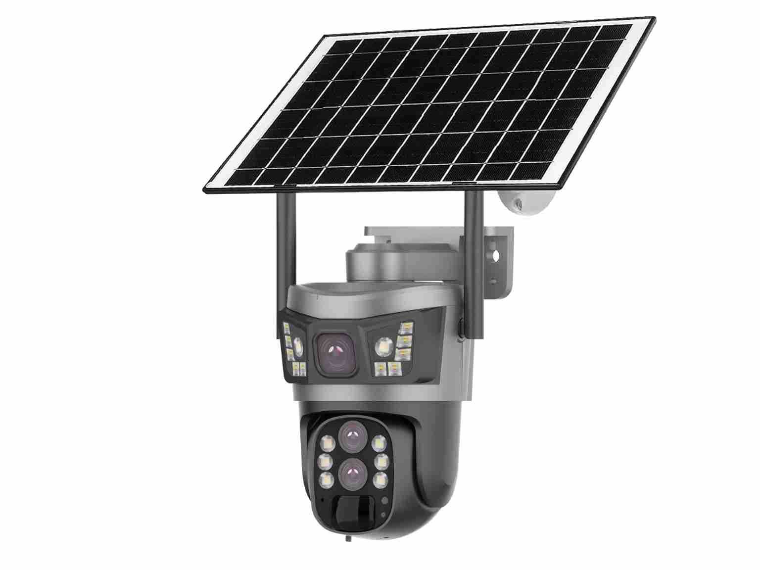 太阳能4G全景V380监控器无线手机远程室外双镜头枪球联动双