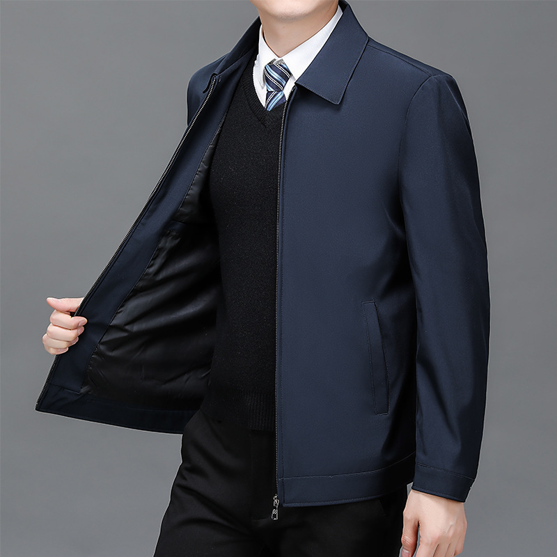 Men's Executive Jacket Spring and Autumn Middle-aged Dad's Cadre Jacket Men's fleece-lined Fashion Business Casual Jacket