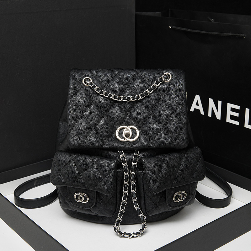 小香风鱼子酱背包今年新款时尚休闲韩系菱格可爱小众学院风双肩包