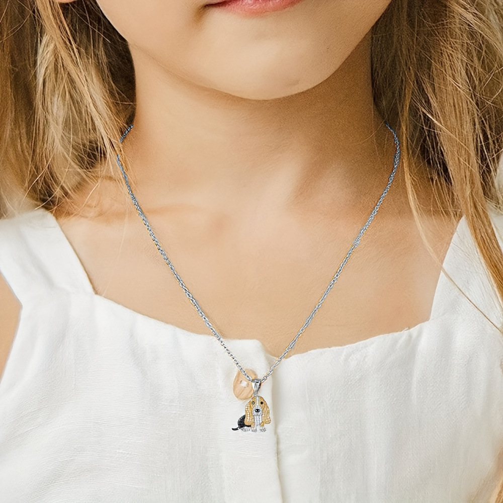 Plating, Inlay Design Cute Dog Artificial Crystal Zinc Alloy Cable Chain Pendant Necklaces Wholesale