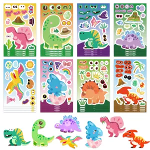 8 cartoon dinosaur material collage stickers animal decoration notebook mobile phone water cup DIY skateboard waterproof stickers