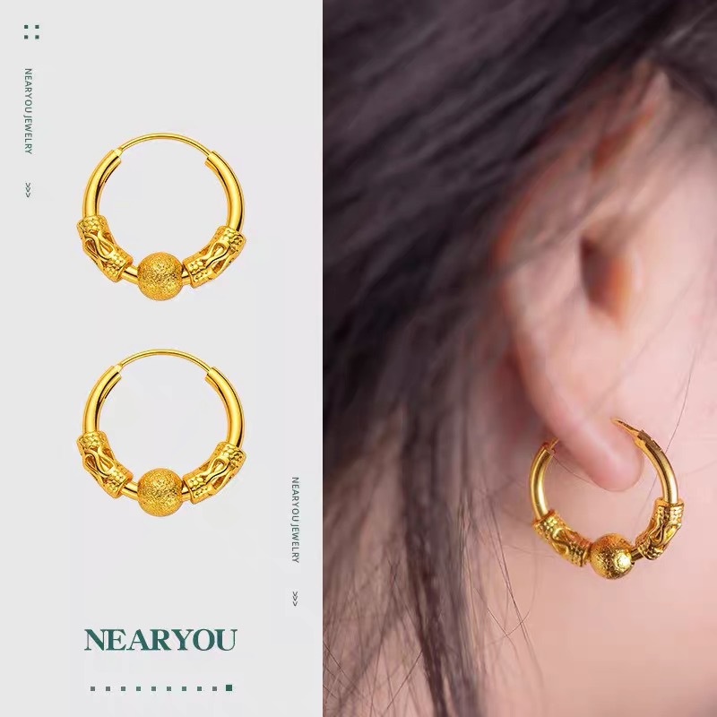 Ruyi Fortune Bead Earrings for Women: Elegant, Exquisite, Light Luxury, New Chinese Style, Niche, Simple, Versatile, High-End Earrings