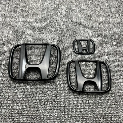 Suitable for Honda Accord Tenth Generation Modification, Front and Rear Car Logos, Steering Wheel Logo, Accord Lettering, Tail Label Sticker, Set of Decorative Labels (Car logo) - 10th-generation-accord-car-emblem-three-piece-set