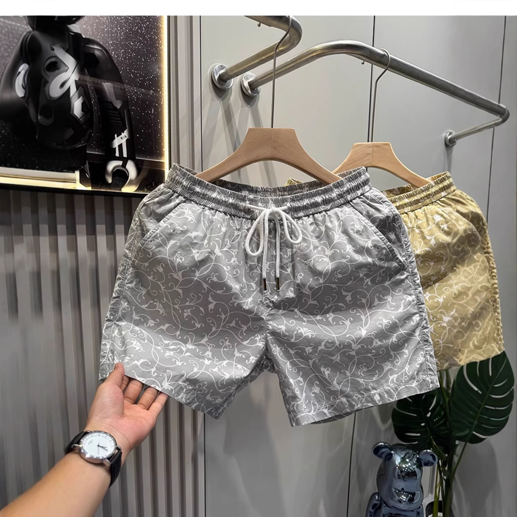 Summer Print Men's Shorts Trendy Design Loose Fit Versatile Sporty Casual Four Quarter Length Pants_viptrois.com