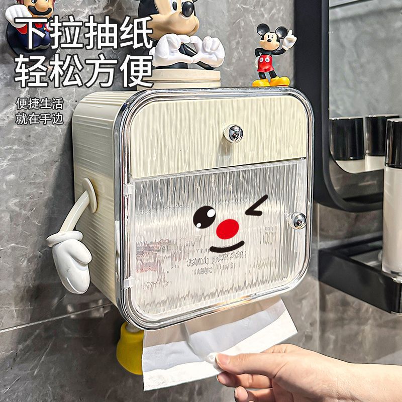 浴室トイレットペーパーボックス壁掛けティッシュボックスパンチフリー防水トイレットペーパーボックストイレットペーパークリエイティブ収納ラック|undefined
