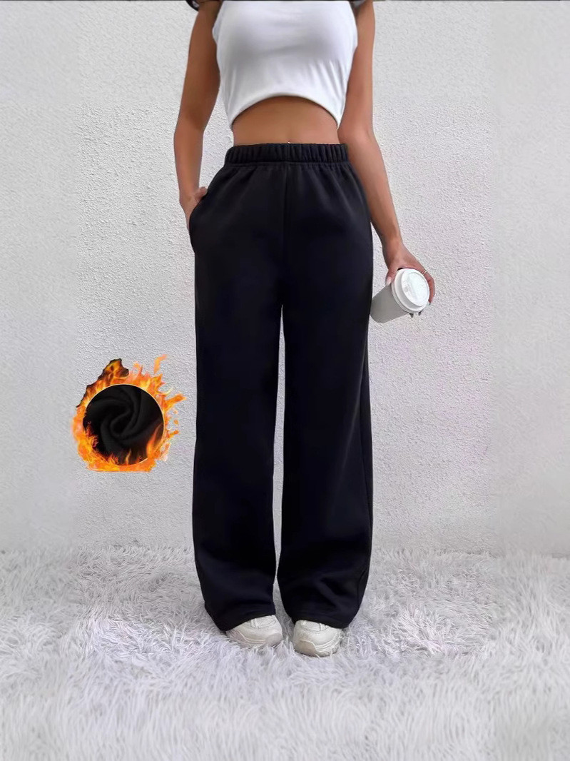 Otoño y invierno de Europa y América nueva ropa de mujer con pantalones cálidos de vello de cintura alta sensación deportivo casual uso diario image 1