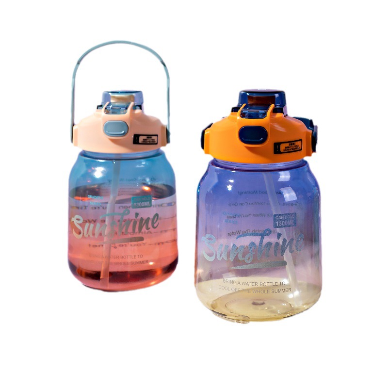 Mingtong Comercio exterior gran gradiente Internet celebridad espacio taza PC plástico estudiante taza al aire libre doble bebida portátil deportes taza