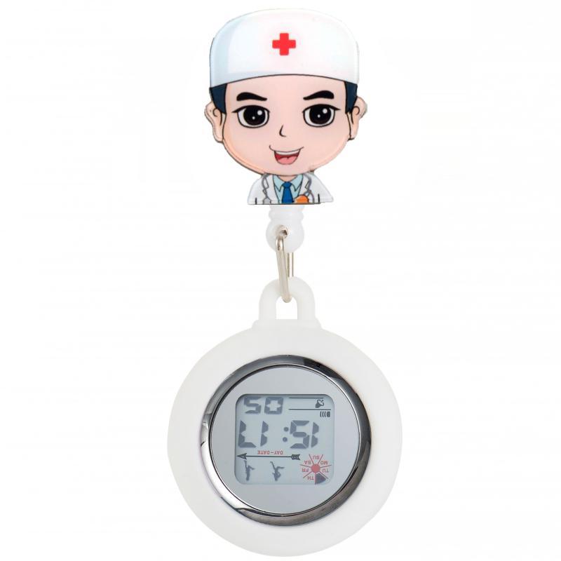 Reloj de enfermera de estiramiento multifuncional luminoso fuerte reloj colgante reloj electrónico digital retráctil de dibujos animados lindo clip cronómetro reloj de bolsillo