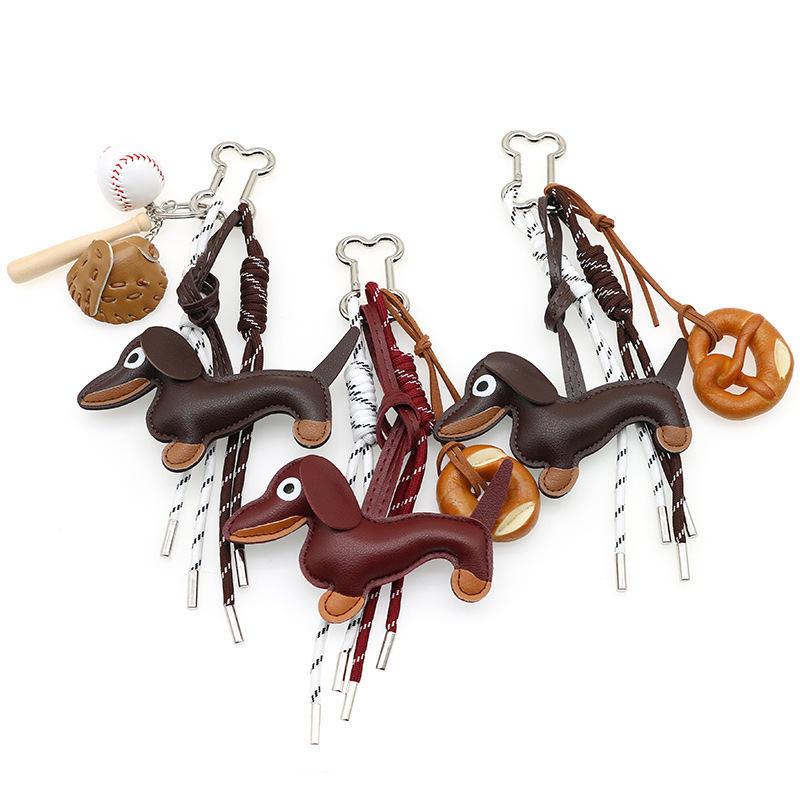 in stock Dachshund Pendant Cute Ruth Same-style Leather Puppy Bag Pendant Couple Keychain Car Pendant
