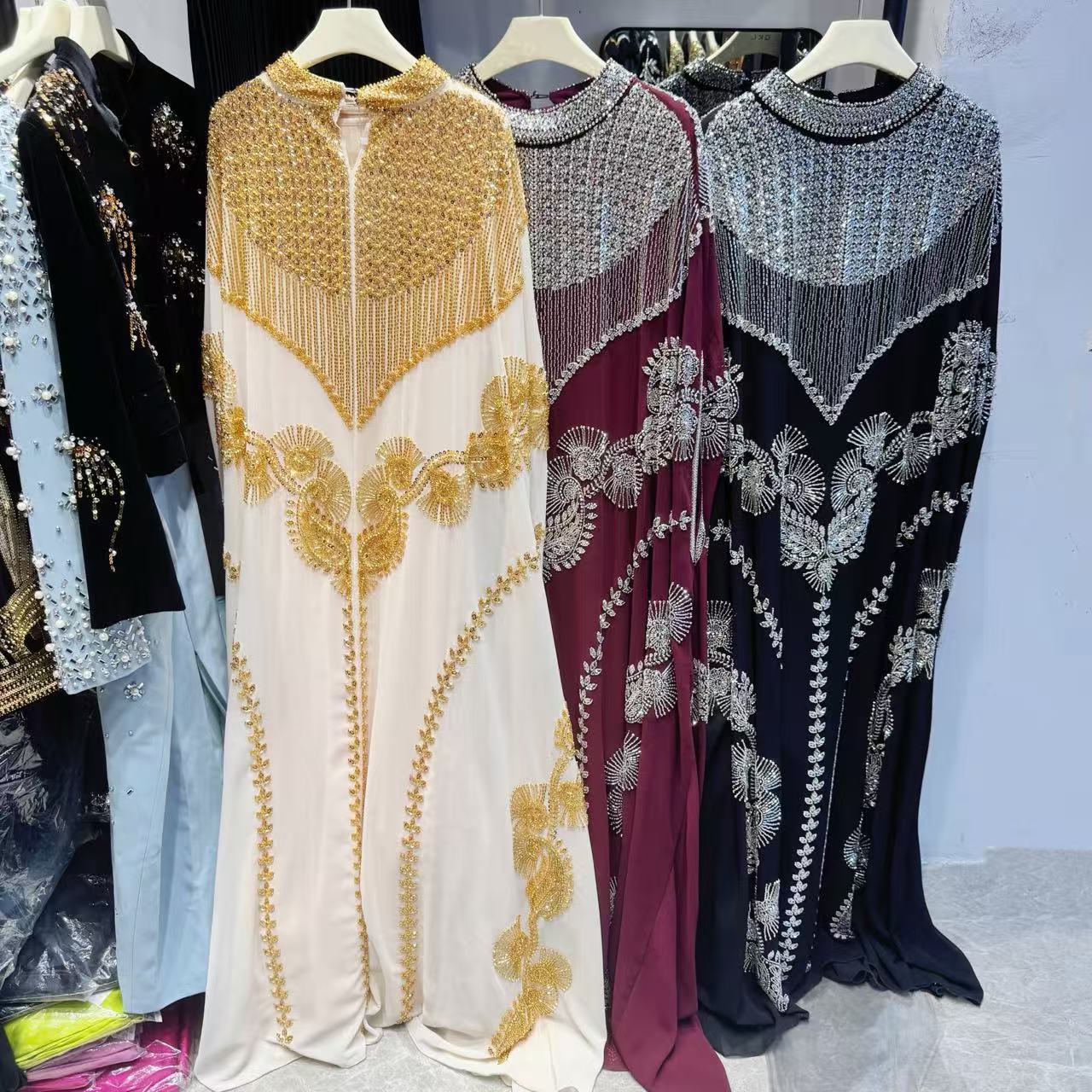 Elegat Middle Easter Cross-border Heavy-duty Baquet Dress For Wome, 2026 Ew Model, Diamod-embellished Cover-up_ecoleips.com