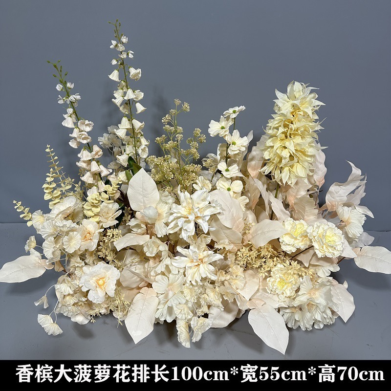 Flor de la boda de la flor Chiyeya rosa roja fila de orquídeas fila de flores bosque escena de compromiso decoración de la boda fondo de decoración