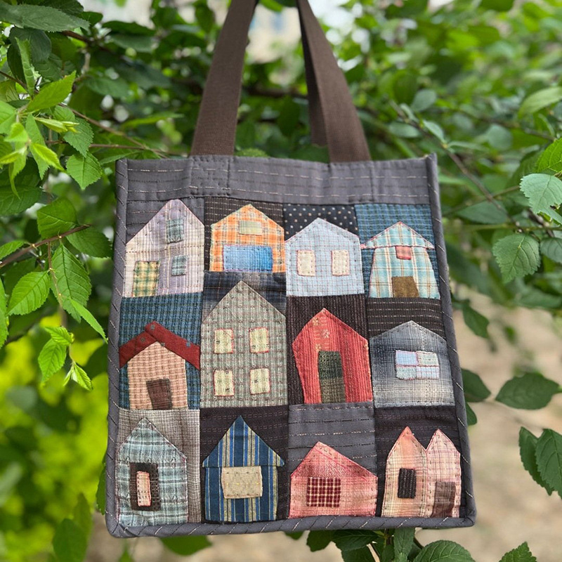 Hecho a mano DIY Lu bordado nuevo patchwork bolsa de las mujeres habitación individual bolsa grande regalo creativo imagen impresa bordado DIY bolsa de material