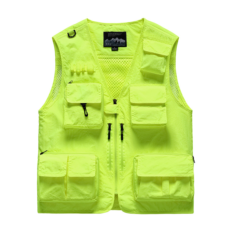 Cross-Border Photography Workwear Vest with Multiple Pockets, Fishing Workwear Quick-Dry Vest, V-Neck Sleeveless Jacket, Customizable with Logo