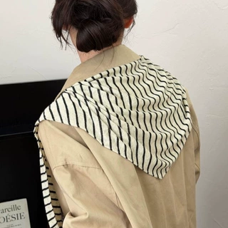 韩系针织条纹三角巾披肩女薄款透气百搭防晒包头巾高级感搭肩配饰