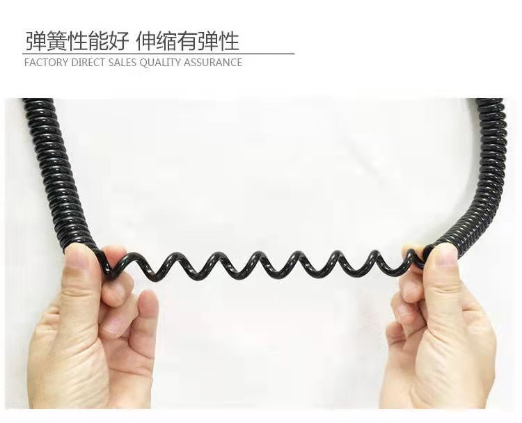 Universal spiral connection cable for four-way monitoring aviation spring cable of semi-trailer towing vehicles and truck reversing cameras