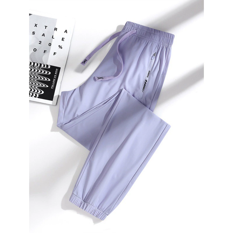 Солнцезащитные брюки из ледяного шелка для мужчин и женщин летом тонкие и прямые повседневные тонкие и прохладные маленькие широкие брюки для ног