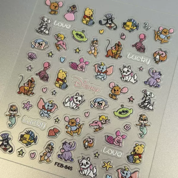 Ins Childhood Cartoon 3D Embossed Nail Stickers for Students iPad Mobile Phone DIY Cute Dumbo Nail Stickers