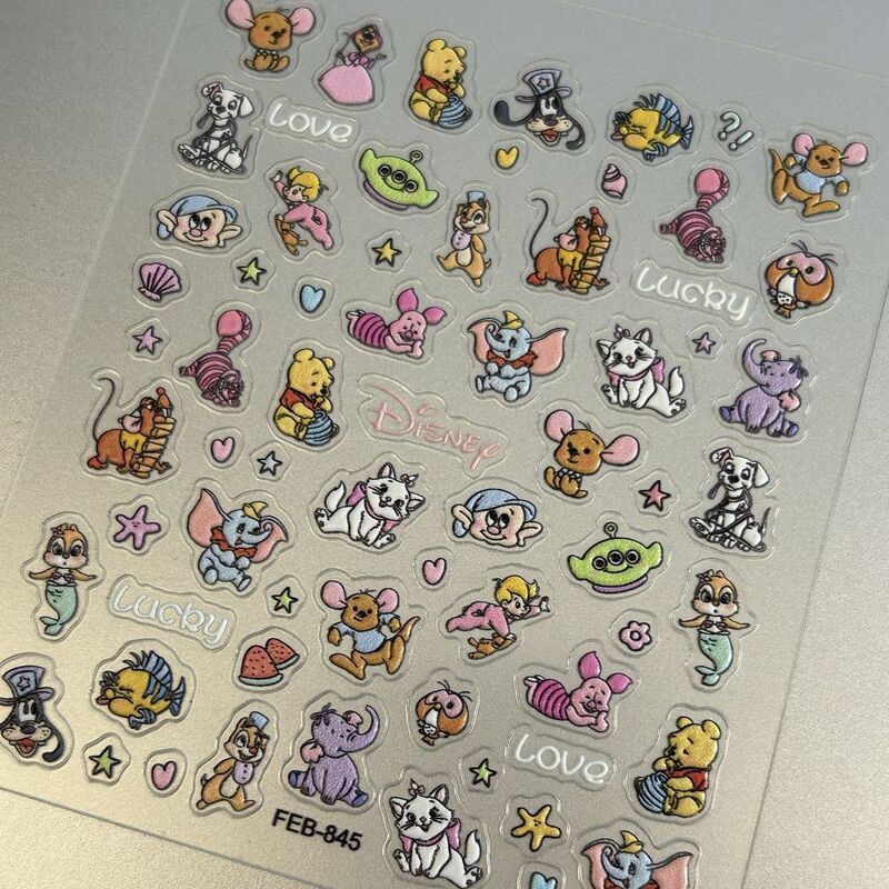 Ins Childhood Cartoon 3D Embossed Nail Stickers for Students iPad Mobile Phone DIY Cute Dumbo Nail Stickers