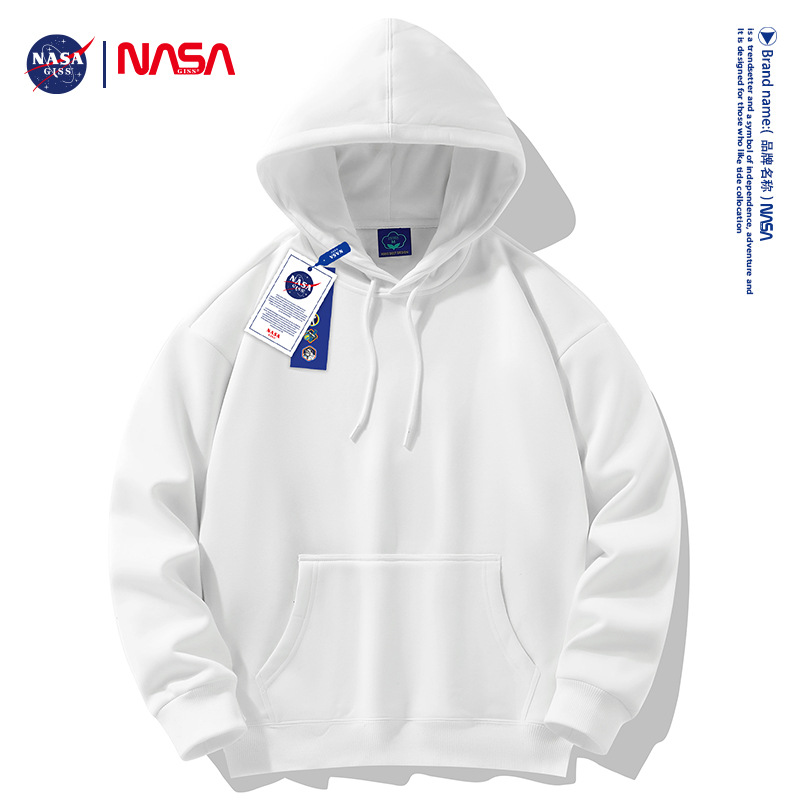 NASAGISS 조인트 2023 단색 남성 후드 스웨터 느슨한 패션 브랜드 가을과 겨울 기모 두꺼운 도매