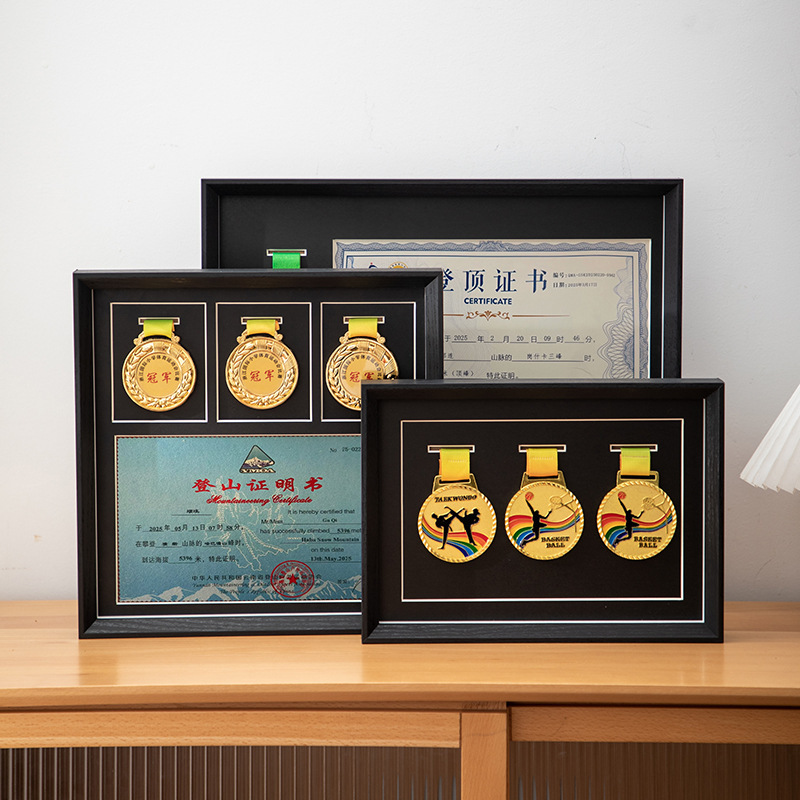 Wooden Medal Photo Frame Display Frame Marathon Medal Display Stand Table Keep Honor Medal Badge Rack Storage