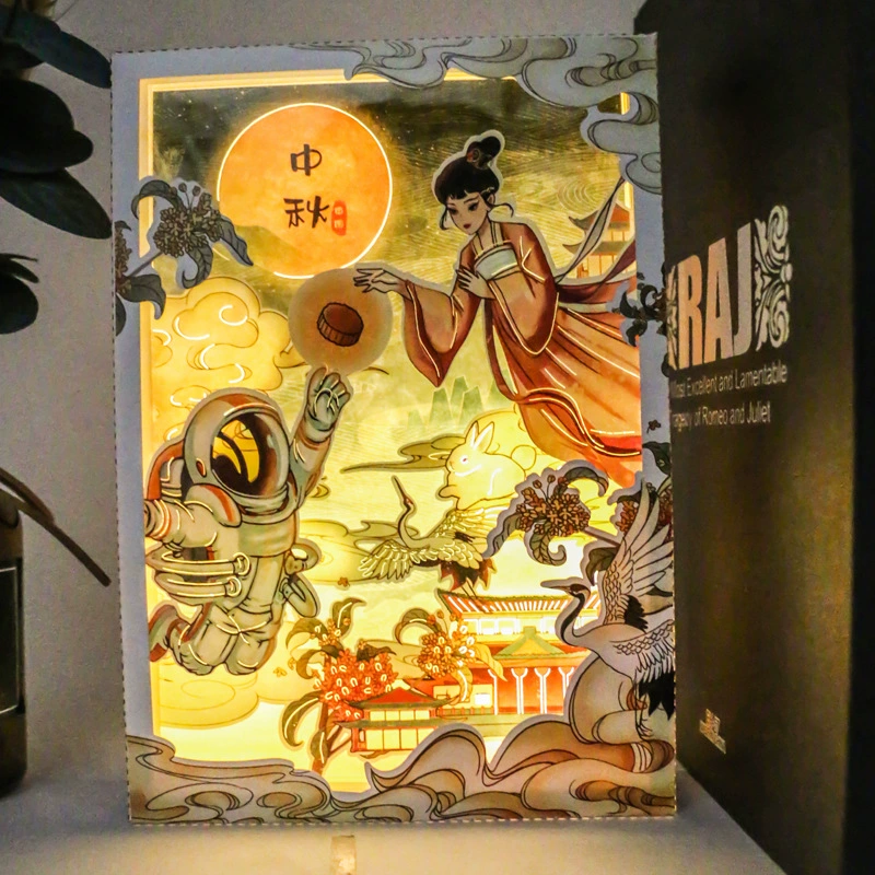 Qixi лампа для резьбы по бумаге DIY Материал пакет пустой рисунок декоративный настольный ночник трехмерная ручная работа резьба по бумаге световой короб силуэт лампы