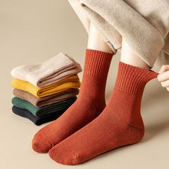 Hundred cotton terry socks autumn and winter thickened socks women's mid-calf warm solid color cotton socks pulled wool socks casual towel socks wholesale