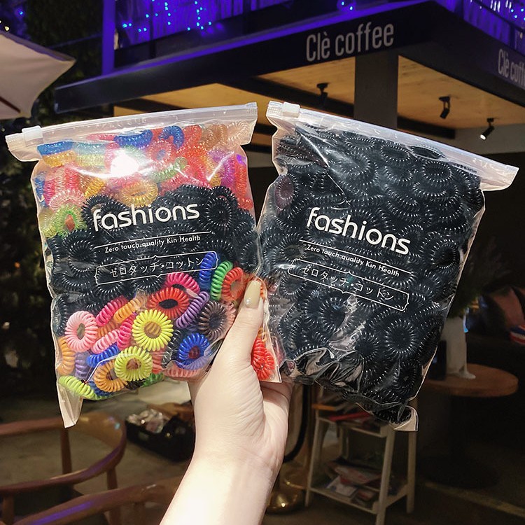 Banda de pelo cuerda de pelo al por mayor línea telefónica coreana banda de goma negra corbata femenina cabeza Cola de Caballo cabeza simple cuerda estilo ins tocado