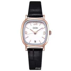 GEDI歌迪简约日历小方形防水女士皮带学生手表直播跨境批发