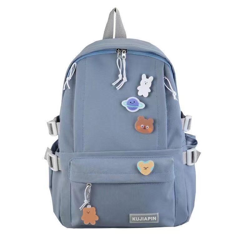 Mochila escolar para estudiantes de secundaria, mochila sencilla y ligera de estilo coreano de gran capacidad, mochila informal de color puro para niña