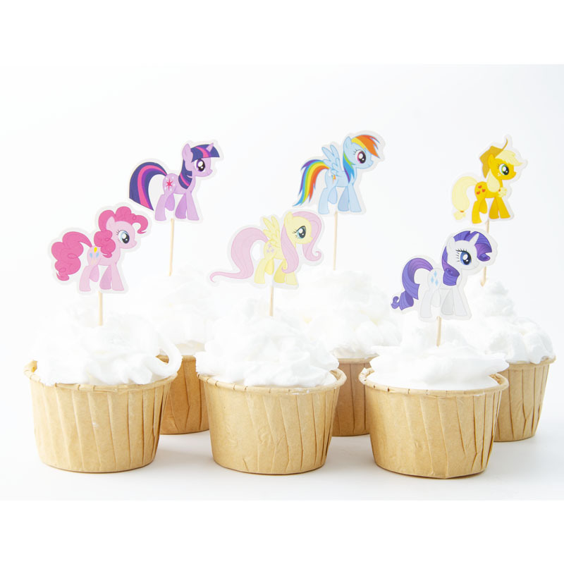 Tarjeta de palillo de dientes de papel grueso de doble cara-insertando Tarjeta de pastel de cumpleaños Decoración de Pastel de papel-insertando plug-in 24 piezas