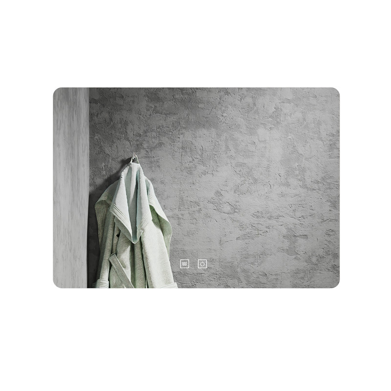 Espejo de baño, gabinete de espejo de baño, lavabo de pared inteligente colgado en la pared, inodoro con lámpara de pantalla táctil, espejo de niebla led