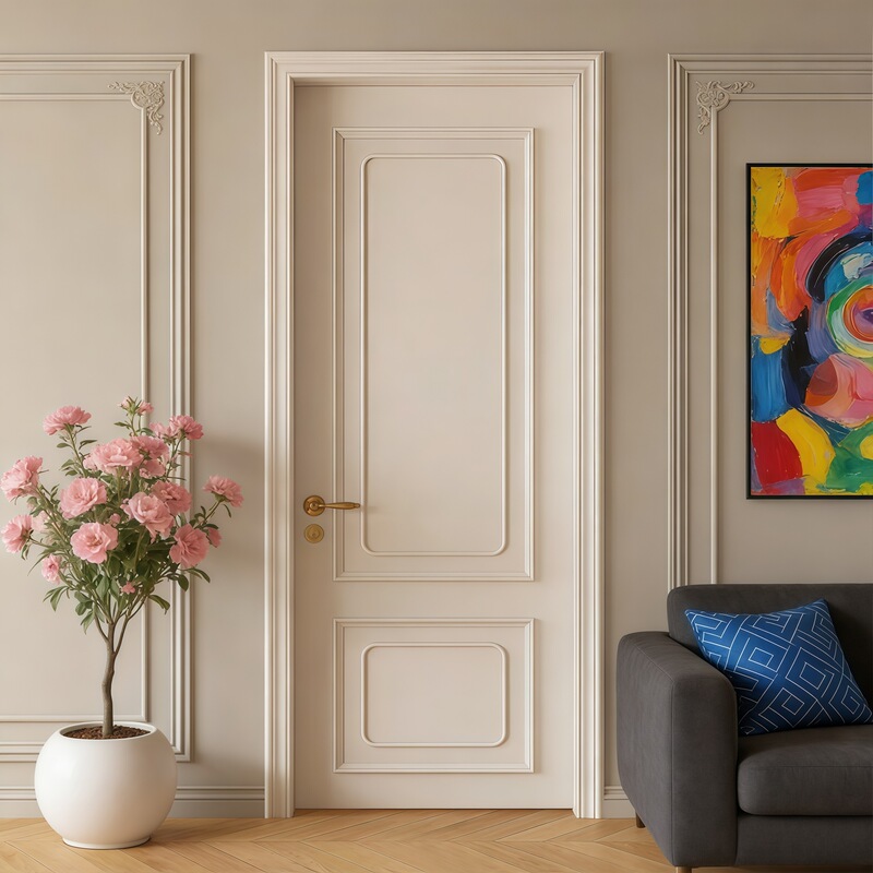 Cross-Border Factory Simple Lacquered Wooden Door Solid Wood Composite Soundproof Moisture-Proof Interior Door Hotel Project Export Room Door