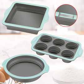 折叠硅胶包钢烘焙烤盘耐高温蛋糕模易脱模6连马芬杯蛋糕杯模