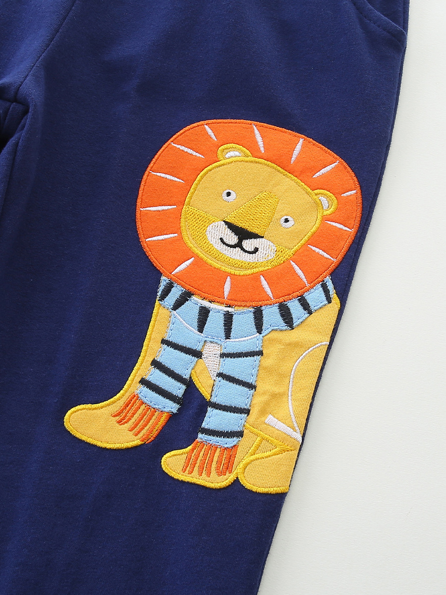 Estilo europeo y americano pantalones deportivos para niños otoño nuevos pantalones infantiles de algodón de punto bordado parche de pantalones casuales para niños image 5