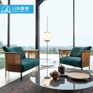 Nordic Rattan Sofa Combination Outdoor Leisure Open-Air Simple Modern Furniture Designer B&B Hotel Sofa Chair