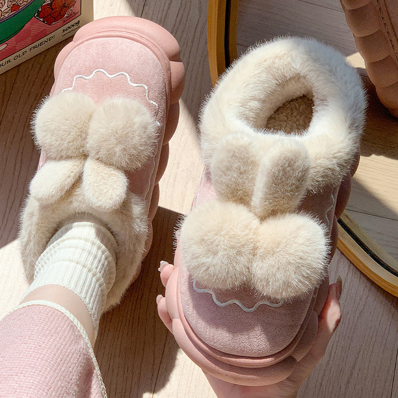 Zapatillas de algodón damas otoño y invierno 2024 nuevo hogar calentamiento y zapatillas de peluche parejas antideslizantes zapatillas de algodón grueso