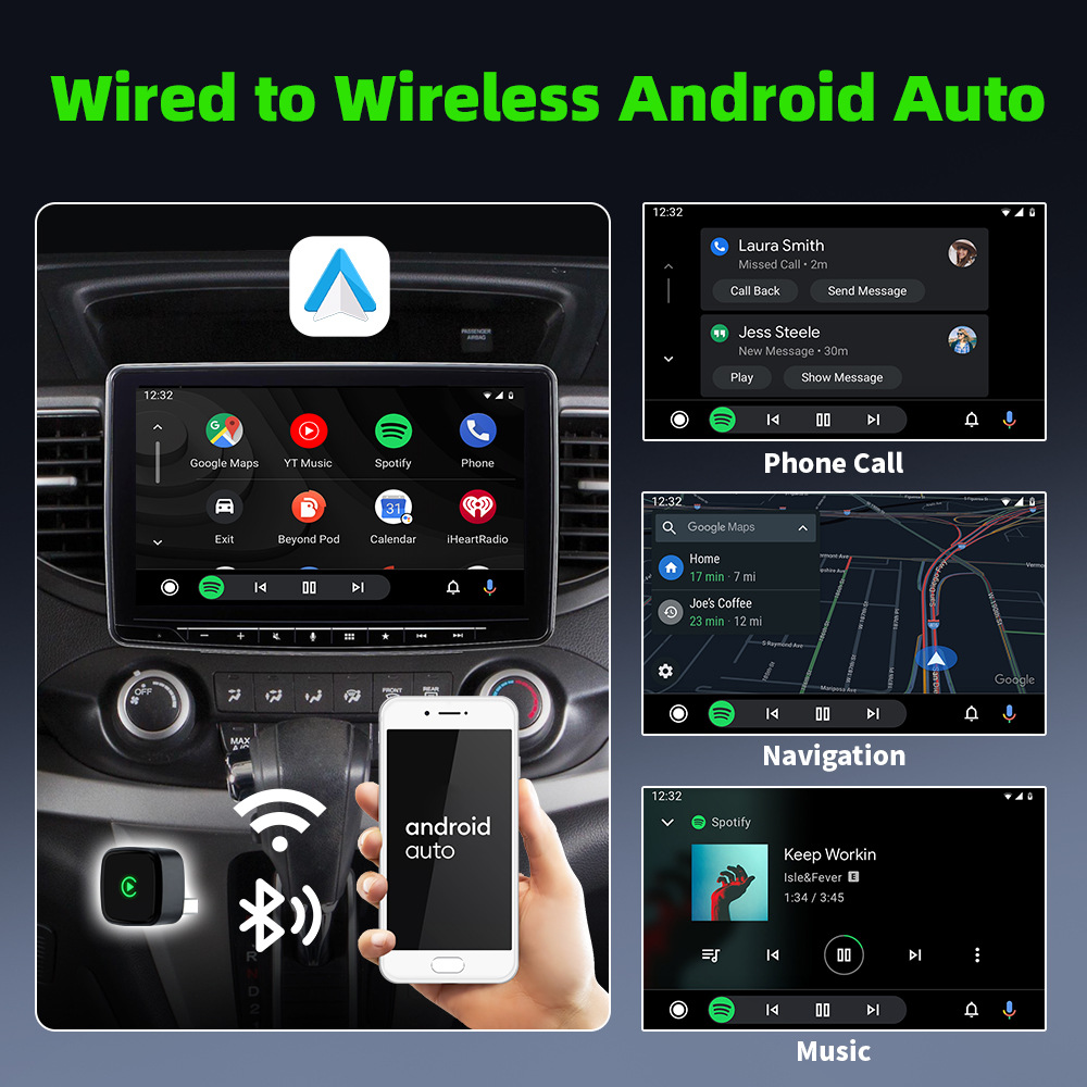 Original Car Wired-To-Wireless Carplay Box, Two-In-One Android Auto Smart Connectivity Box, Ultra-Small Plug-And-Play