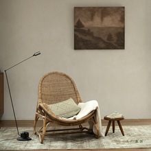 |东南亚藤艺\日式侘寂复古风天然真藤沙发休闲设计师单人椅