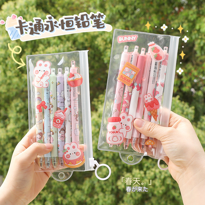 Prensa de dibujos animados eterno traje de lápiz estudiante cepillo pregunta pintura cepillo combinación lápiz gel pluma premio