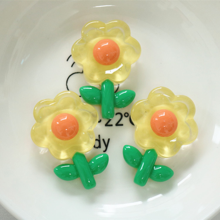 Cruz-frontera creativo congelado sol verde hoja flor DIY crema pegamento resina accesorios hechos a mano horquilla decoración zapato hebilla tapa pegatinas