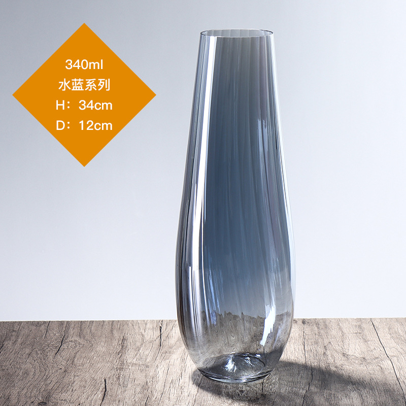 Lex sin plomo cristal vasos grandes estilo europeo simple viento transparente alta permeabilidad sala de estar hidropónica decoración de flores secas