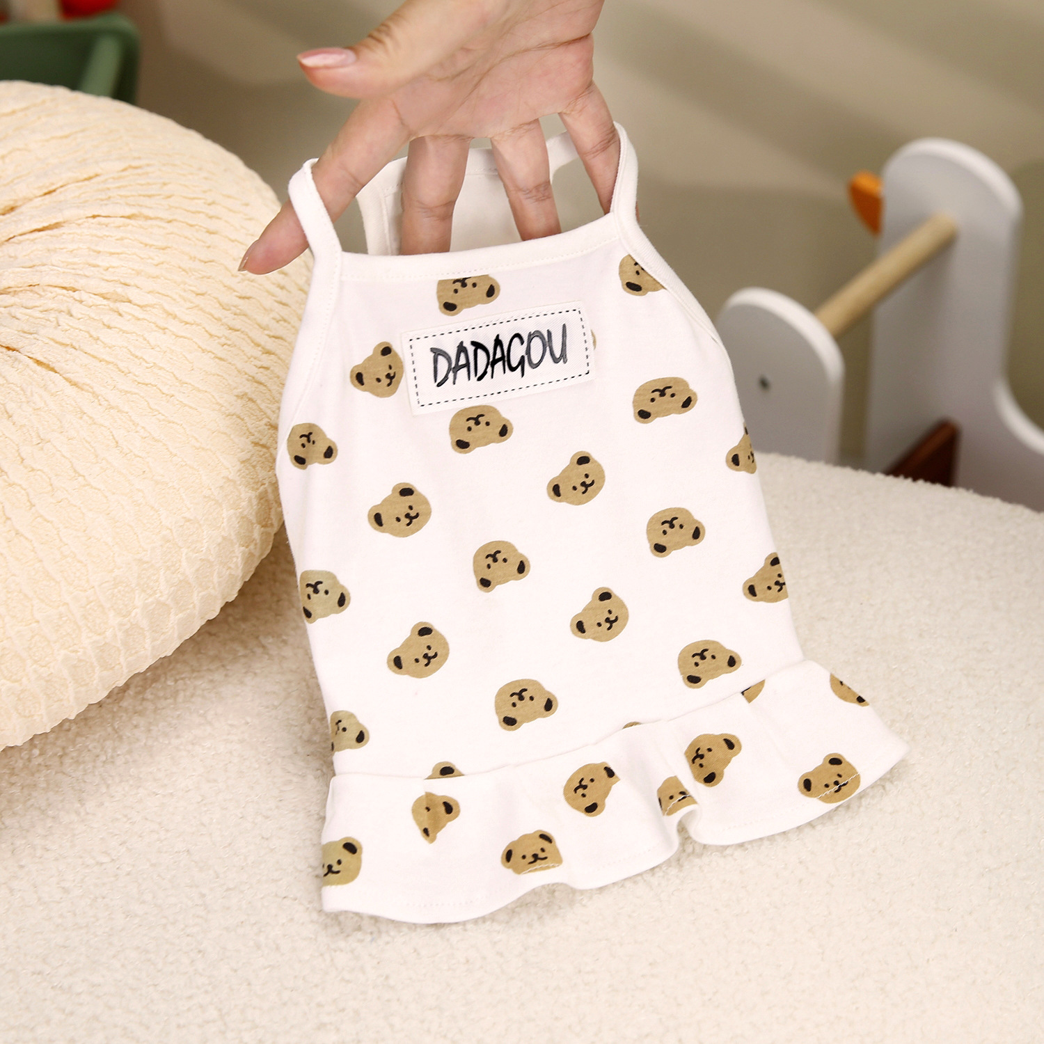 Summer Style Bear Print Camisole Cute Casual Vest For Students Comfortable Polyester Fabric Pet Supplies_voghion.com